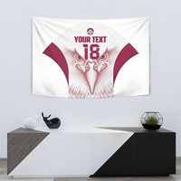 Custom Qatar Football Tapestry Maroon Falcon Spirit White Version - Wonder Print Shop