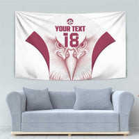 Custom Qatar Football Tapestry Maroon Falcon Spirit White Version - Wonder Print Shop