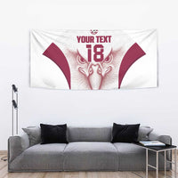 Custom Qatar Football Tapestry Maroon Falcon Spirit White Version - Wonder Print Shop