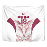 Custom Qatar Football Tapestry Maroon Falcon Spirit White Version - Wonder Print Shop