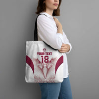 Custom Qatar Football Tote Bag Maroon Falcon Spirit White Version - Wonder Print Shop
