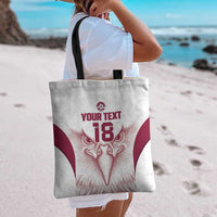 Custom Qatar Football Tote Bag Maroon Falcon Spirit White Version - Wonder Print Shop