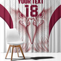 Custom Qatar Football Window Curtain Maroon Falcon Spirit White Version - Wonder Print Shop