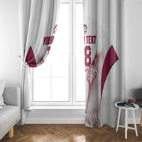 Custom Qatar Football Window Curtain Maroon Falcon Spirit White Version - Wonder Print Shop