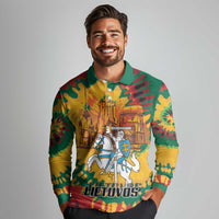 Lithuania Independence Day Long Sleeve Polo Shirt Vytis Knight National Pride