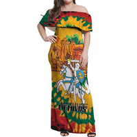 Lithuania Independence Day Off Shoulder Maxi Dress Vytis Knight National Pride