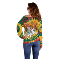 Lithuania Independence Day Off Shoulder Sweater Vytis Knight National Pride