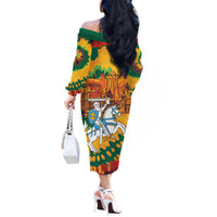 Lithuania Independence Day Off The Shoulder Long Sleeve Dress Vytis Knight National Pride