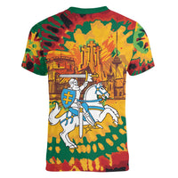 Lithuania Independence Day Women V-Neck T-Shirt Vytis Knight National Pride