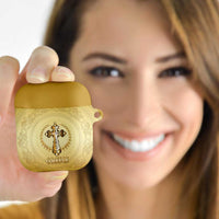 Greece Orthodox Cross AirPods Case Ancient Greek Key Gold Heritage