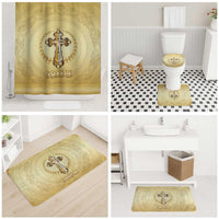 Greece Orthodox Cross Bathroom Set Ancient Greek Key Gold Heritage