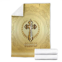 Greece Orthodox Cross Blanket Ancient Greek Key Gold Heritage