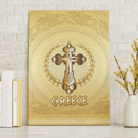 Greece Orthodox Cross Canvas Wall Art Ancient Greek Key Gold Heritage