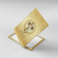 Greece Orthodox Cross Canvas Wall Art Ancient Greek Key Gold Heritage