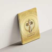 Greece Orthodox Cross Canvas Wall Art Ancient Greek Key Gold Heritage