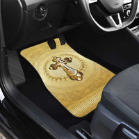 Greece Orthodox Cross Car Mats Ancient Greek Key Gold Heritage