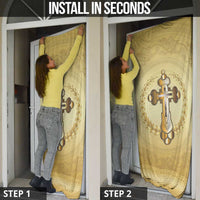Greece Orthodox Cross Door Cover Ancient Greek Key Gold Heritage