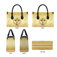 Greece Orthodox Cross Leather Bag Ancient Greek Key Gold Heritage