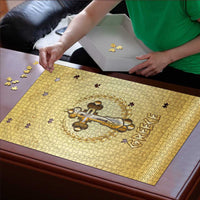 Greece Orthodox Cross Puzzle Ancient Greek Key Gold Heritage