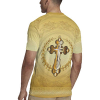 Greece Orthodox Cross Rugby Jersey Ancient Greek Key Gold Heritage