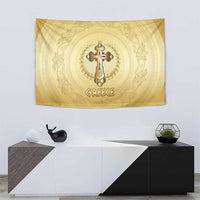 Greece Orthodox Cross Tapestry Ancient Greek Key Gold Heritage