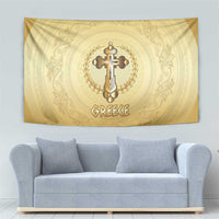 Greece Orthodox Cross Tapestry Ancient Greek Key Gold Heritage