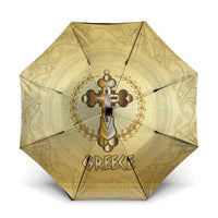 Greece Orthodox Cross Umbrella Ancient Greek Key Gold Heritage