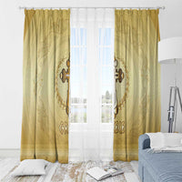 Greece Orthodox Cross Window Curtain Ancient Greek Key Gold Heritage