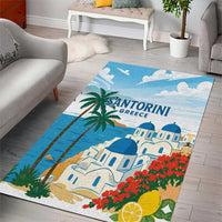 Greece Santorini Area Rug Greek Island Blue Dome Architecture Art