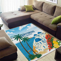 Greece Santorini Area Rug Greek Island Blue Dome Architecture Art