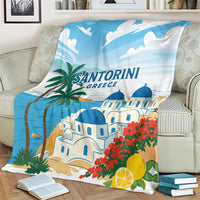 Greece Santorini Blanket Greek Island Blue Dome Architecture Art