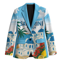 Greece Santorini Personalized Blazer Greek Island Blue Dome Architecture Art