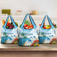 Greece Santorini Grocery Bag Greek Island Blue Dome Architecture Art