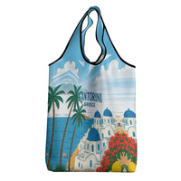 Greece Santorini Grocery Bag Greek Island Blue Dome Architecture Art