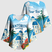 Greece Santorini Personalized Kimono Sleeve Blouse Greek Island Blue Dome Architecture Art