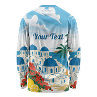 Greece Santorini Personalized Long Sleeve Shirt Greek Island Blue Dome Architecture Art