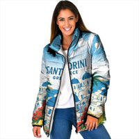 Greece Santorini Personalized Padded Jacket Greek Island Blue Dome Architecture Art