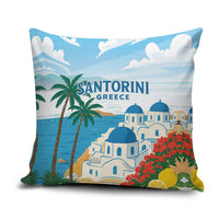 Greece Santorini Pillow Cover Greek Island Blue Dome Architecture Art