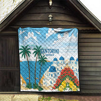 Greece Santorini Quilt Greek Island Blue Dome Architecture Art