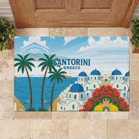 Greece Santorini Rubber Doormat Greek Island Blue Dome Architecture Art