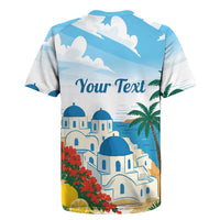 Greece Santorini Personalized Rugby Jersey Greek Island Blue Dome Architecture Art