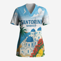 Greece Santorini Personalized Scrub Top Greek Island Blue Dome Architecture Art