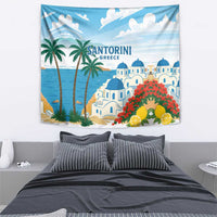 Greece Santorini Tapestry Greek Island Blue Dome Architecture Art