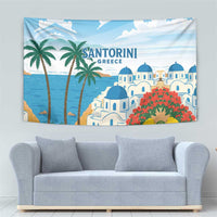 Greece Santorini Tapestry Greek Island Blue Dome Architecture Art