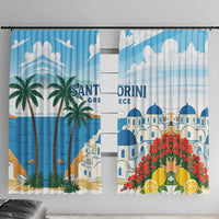 Greece Santorini Window Curtain Greek Island Blue Dome Architecture Art