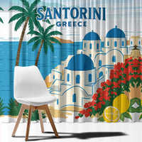 Greece Santorini Window Curtain Greek Island Blue Dome Architecture Art