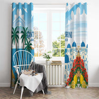 Greece Santorini Window Curtain Greek Island Blue Dome Architecture Art