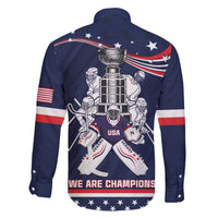 United States Ice Hockey Family Matching Off The Shoulder Long Sleeve Dress and Hawaiian Shirt USA We Are Champions 2025
