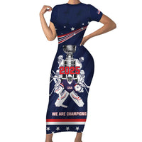 United States Ice Hockey Family Matching Short Sleeve Bodycon Dress and Hawaiian Shirt USA We Are Champions 2025