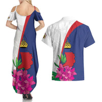Furstentum Liechtenstein Couples Matching Summer Maxi Dress and Hawaiian Shirt Kestrel With Alpine Rose Flower